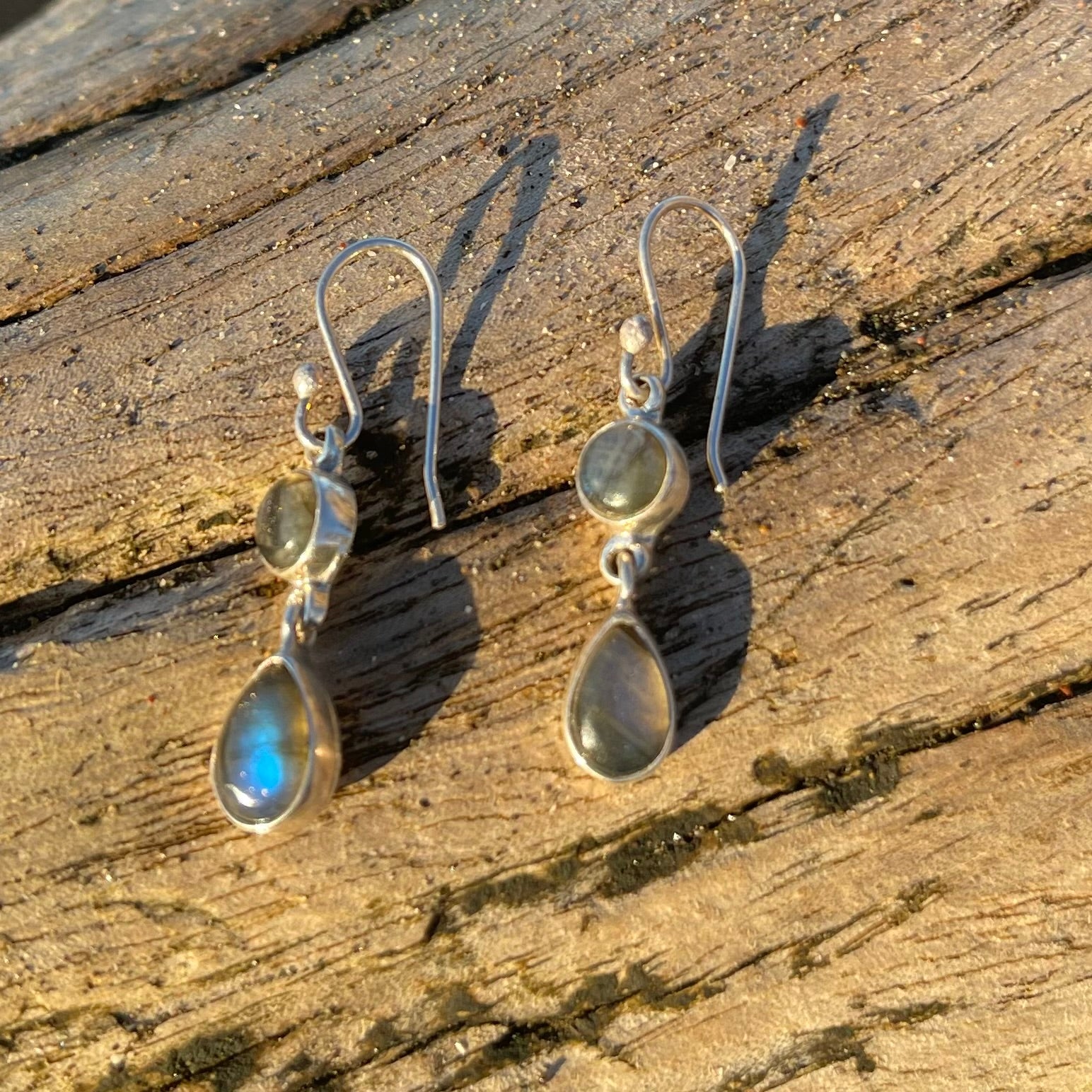 Labradorite Double Dangle Earrings-Jenstones Jewelry