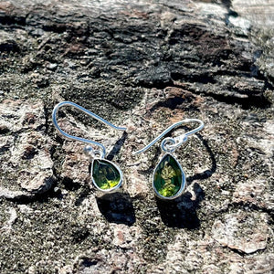 Peridot Facet Tear Dangle Earrings-Jenstones Jewelry