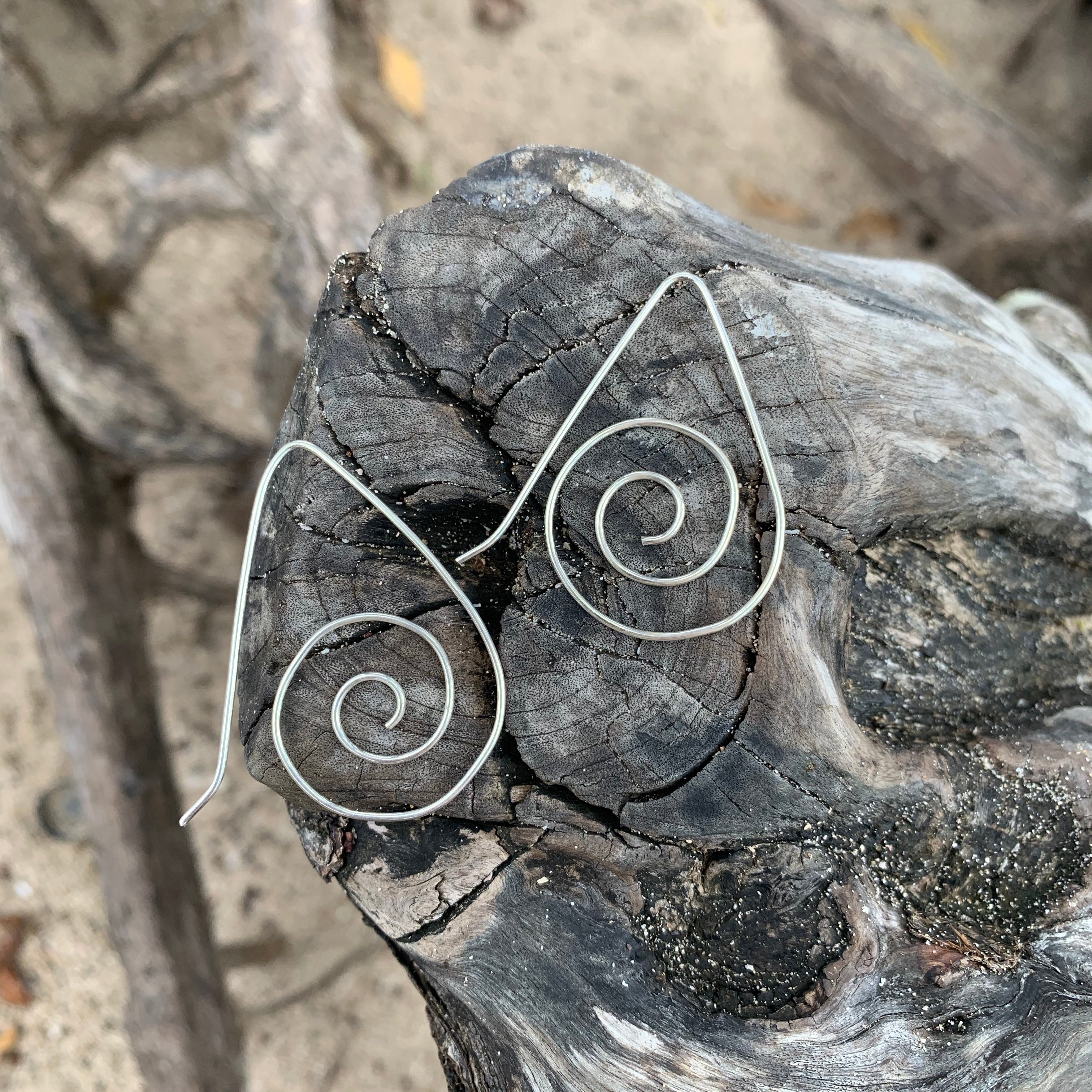 Silver swirl earrings-Jenstones Jewelry
