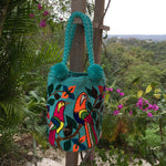 Load image into Gallery viewer, Mochila Turquoise Perrot Large Pom Pom Braid Design-Jenstones Jewelry
