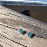 Load image into Gallery viewer, Sea Glass Oval Stud Earrings Blue small-Jenstones Jewelry
