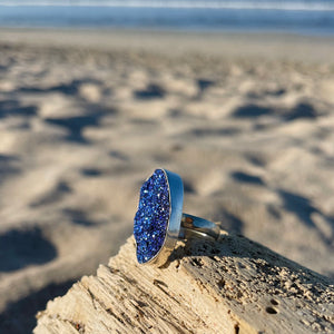 Iridescent Blue and Purple Druzy Ring-Jenstones Jewelry