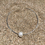 Load image into Gallery viewer, Hammered Bangle w/ Pearl Silver-Jenstones Jewelry
