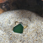 Load image into Gallery viewer, GP Bronze Sea Glass Ring Green-Jenstones Jewelry
