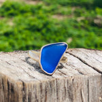 Load image into Gallery viewer, Cobalt Blue Sea Glass Sterling Silver Ring-Jenstones Jewelry
