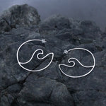 Load image into Gallery viewer, Open Wave Hoops Sterling Silver-Jenstones Jewelry
