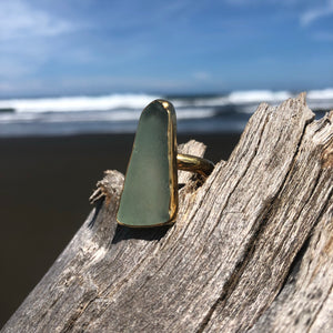 Bronze Sea Glass Ring Sea Green-Jenstones Jewelry