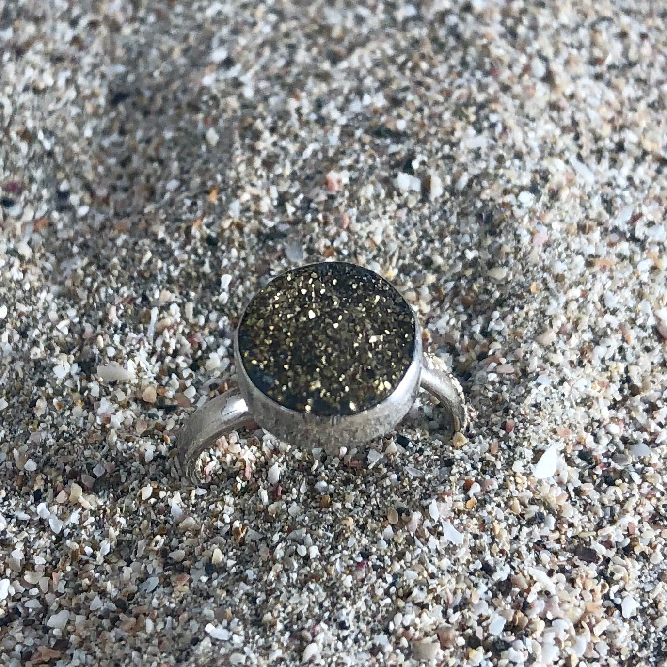 Druzy Ring Sterling and Pyrite Petite-Jenstones Jewelry