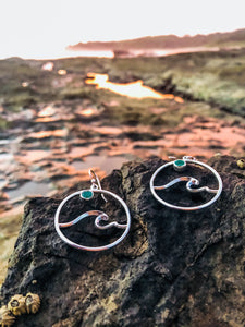 Emerald Wave Earrings-Jenstones Jewelry