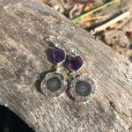 Load image into Gallery viewer, Raw Amethyst and Geode Earrings-Jenstones Jewelry
