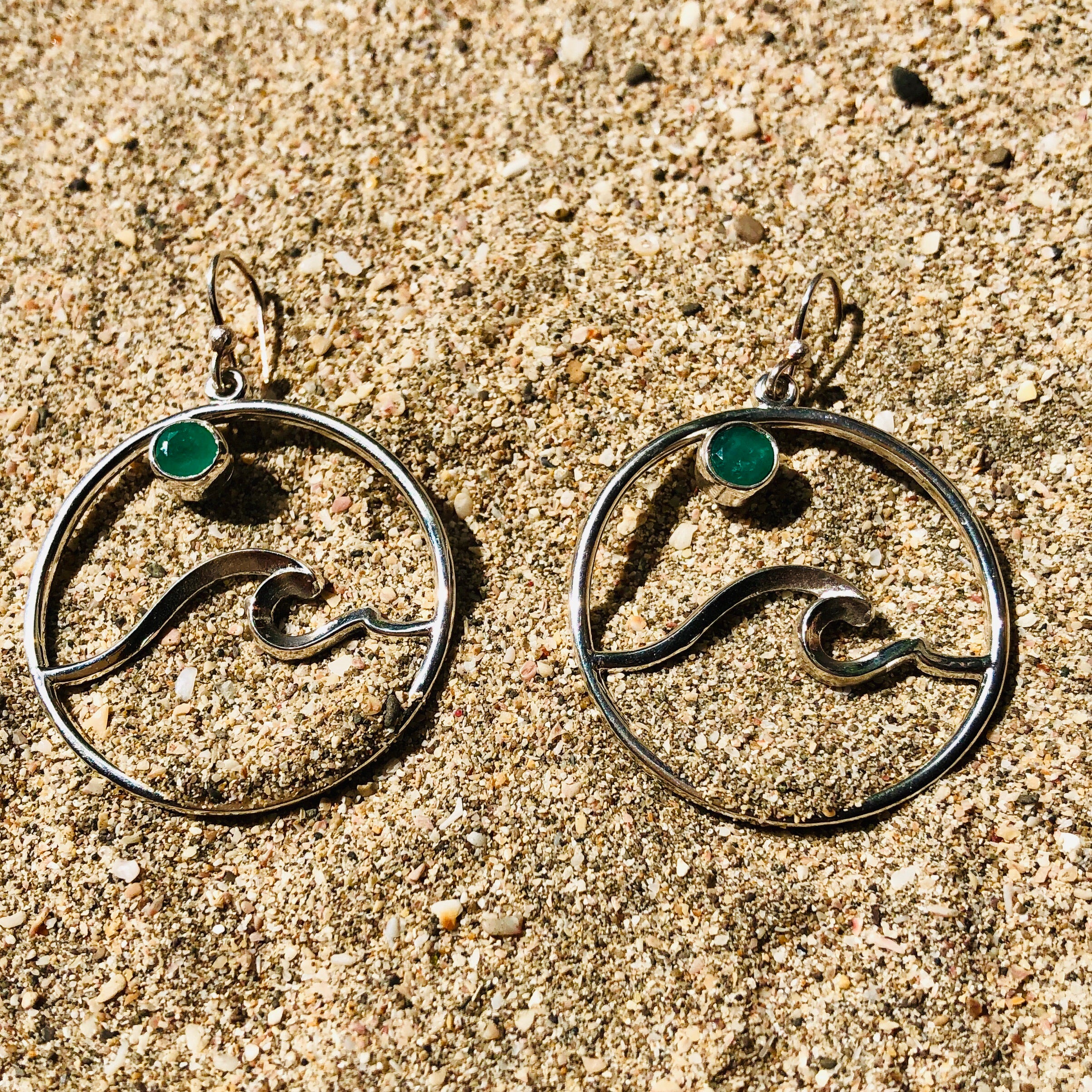 Emerald Wave Earrings-Jenstones Jewelry