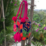 Load image into Gallery viewer, Mochila “Rose Garden”Large Pom Pom Braid Design-Jenstones Jewelry
