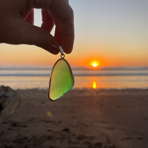 Green Sea Glass Pendant Sterling Silver-Jenstones Jewelry