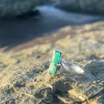 Load image into Gallery viewer, Raw Emerald Faceted Crystal with Sterling Silver Pronged Ring Setting-Jenstones Jewelry
