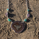 Load image into Gallery viewer, Geode Necklace with Emerald and Amethyst-Jenstones Jewelry
