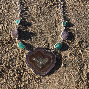 Geode Necklace with Emerald and Amethyst-Jenstones Jewelry