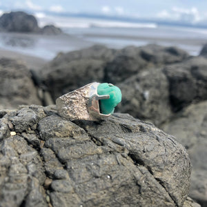 Emerald Ring Raw Repousse’ Prong Setting 8.5-Jenstones Jewelry
