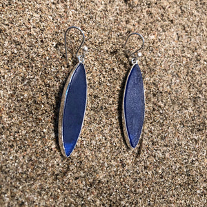 Surf Board Sea Glass Earrings Blue-Jenstones Jewelry