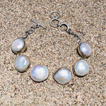 Load image into Gallery viewer, Link Bracelet White Fresh Water Pearl Coin-Jenstones Jewelry

