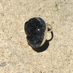 Load image into Gallery viewer, Black Quartz Ring Raw Crystal Cluster Oval-Jenstones Jewelry
