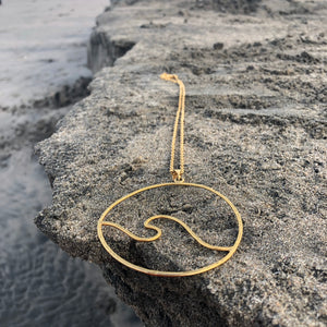 Wave Necklace GP over Bronze Large Curvy-Jenstones Jewelry