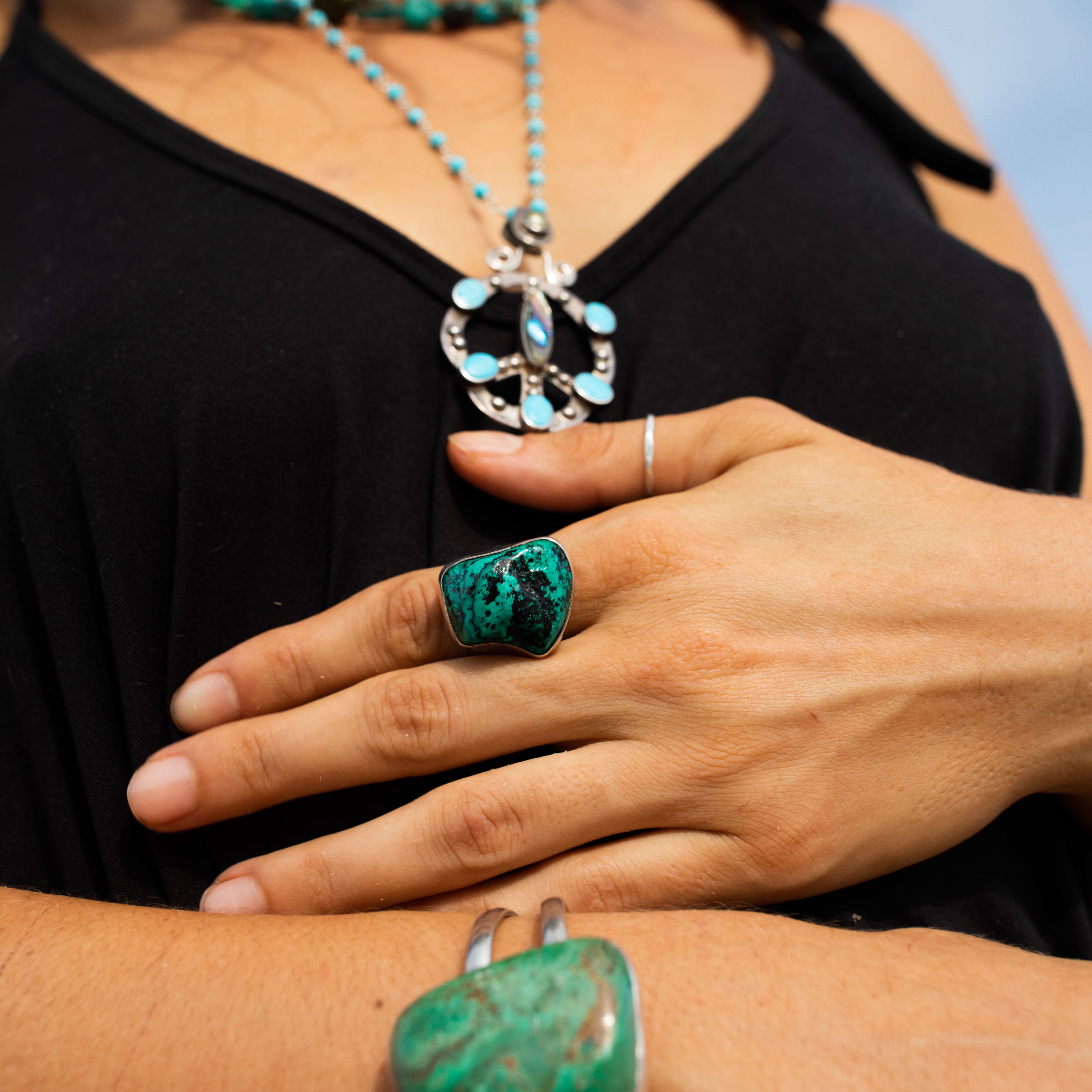 Turquoise & Sterling Raw Nugget Ring-Jenstones Jewelry