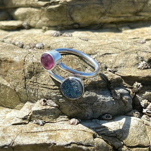 Faceted Ruby and Druzy Wrap Around Ring-Jenstones Jewelry