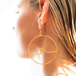 Load image into Gallery viewer, Hammered Wave Hoops GP over Bronze Large Modern-Jenstones Jewelry
