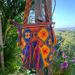 Load image into Gallery viewer, Mochila Orange Flower Octagon Design Large-Jenstones Jewelry

