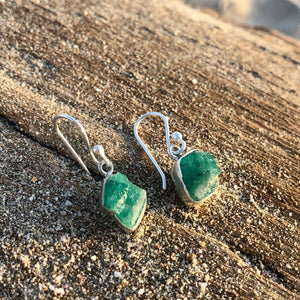 Emerald Earrings Raw Nugget-Jenstones Jewelry