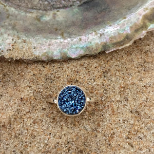 Ring Sterling and Deep Blue Druze Petite-Jenstones Jewelry