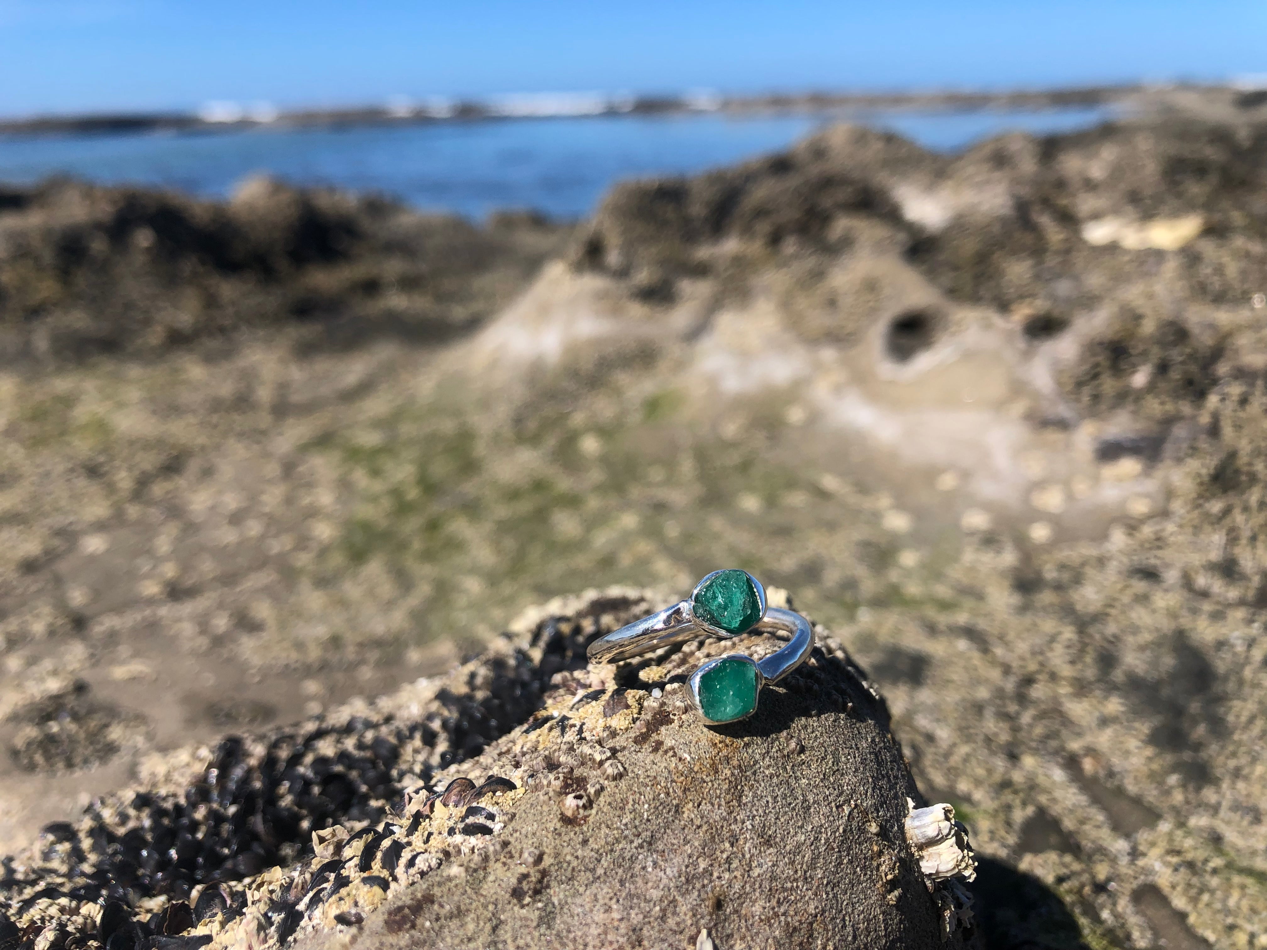 Emerald Double Wrap Ring Small/Medium-Jenstones Jewelry