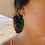 Load image into Gallery viewer, Aqua Sea Glass Surf Board Earrings-Jenstones Jewelry
