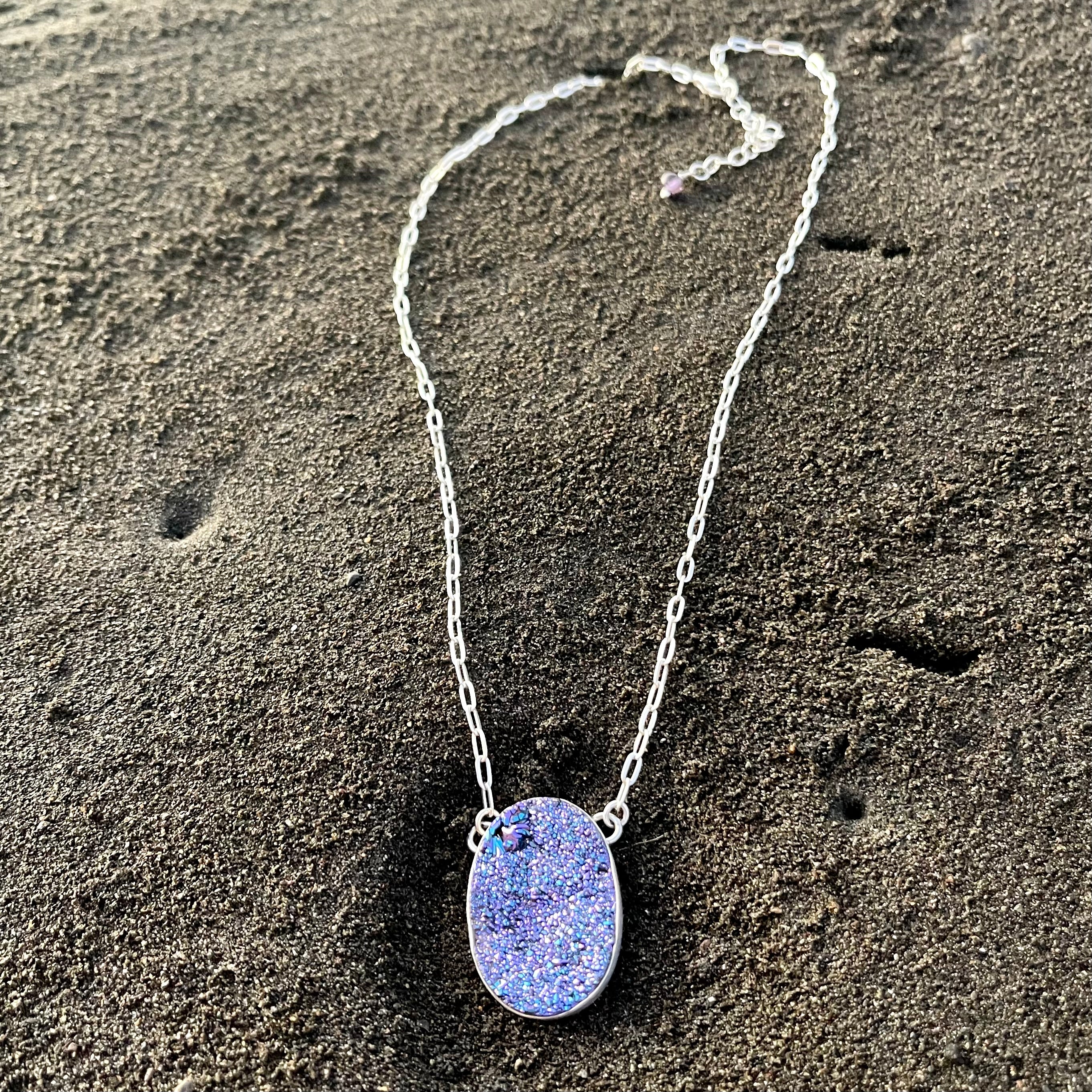 Purple Druzy Quartz Necklace-Jenstones Jewelry