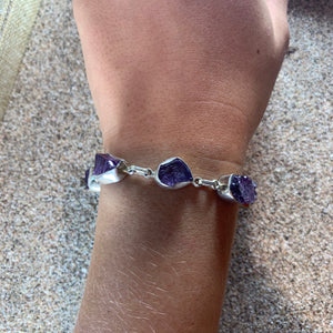 Link Bracelet Raw Amethyst-Jenstones Jewelry