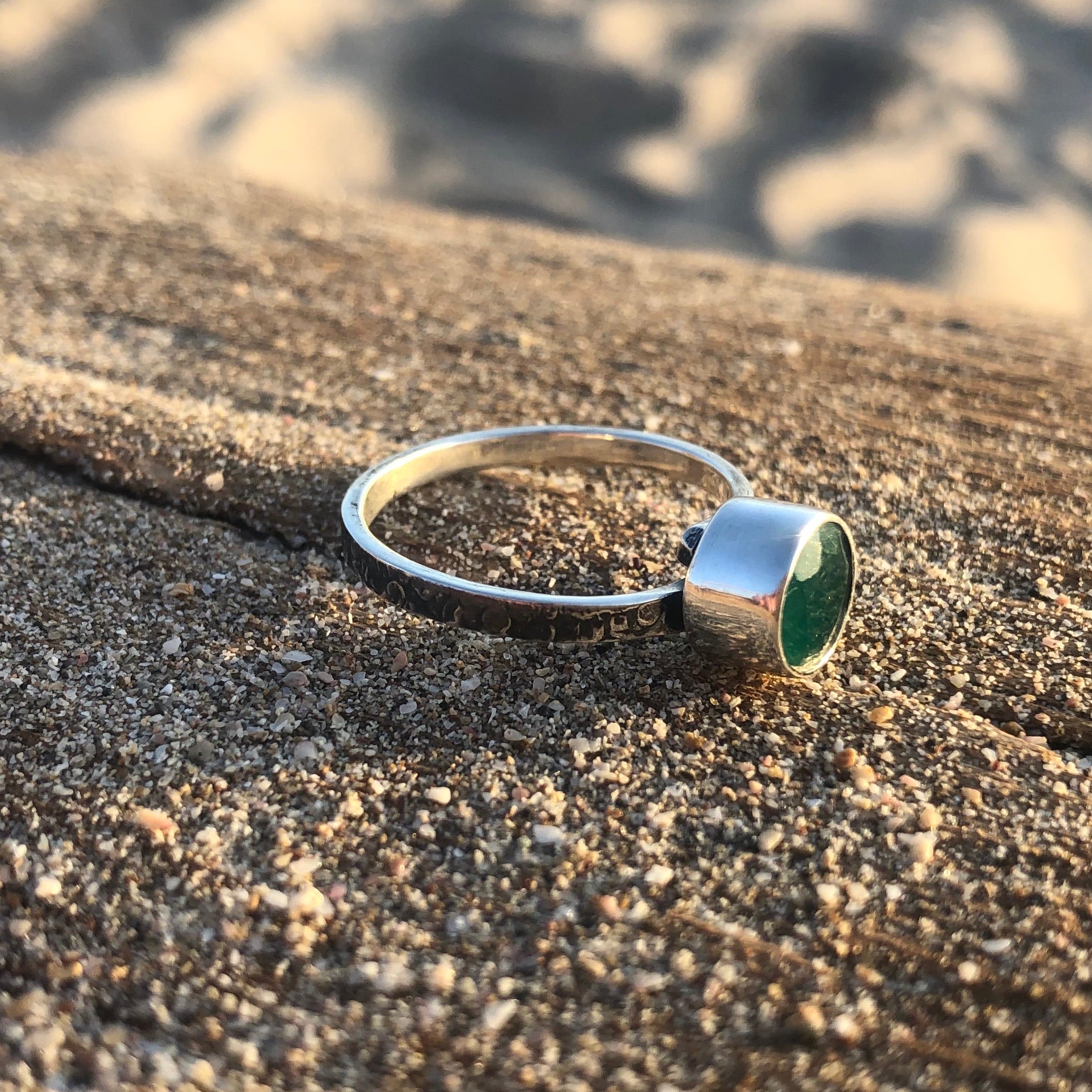 Emerald Ring Round Facet-Jenstones Jewelry