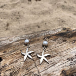 Load image into Gallery viewer, Starfish and Pearl Sterling Dangle Earrings-Jenstones Jewelry
