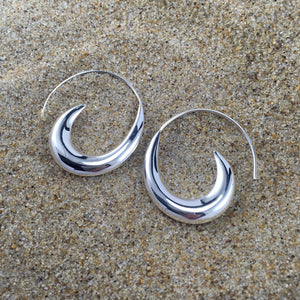 Hoop Earrings Sterling Wave Small-Jenstones Jewelry